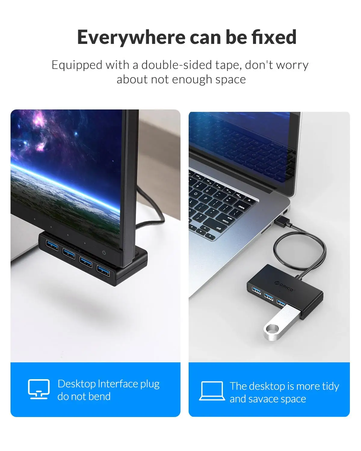 ORICO-concentrador de puertos USB 3,0, extensión de 7 puertos para Notebook  de alta velocidad