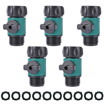 

Shut Off Valve, Water Hose Turn Off Valve Garden Hose Connector Set with Rubber Gaskets (10PCS)+Leak-Free Ball Valve (5PCS) Stan