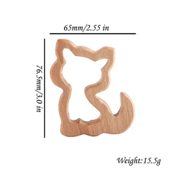 Baby Teether Wooden Animal Pendant - BPA Free Beech Koala (Cat olive oil)