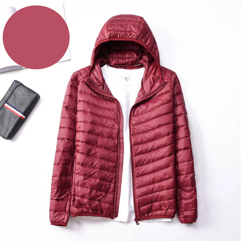 Бордовое мужское пуховое пальто, зимний теплый пуховик, мужское пальто, легкая куртка с капюшоном, парка, большие размеры