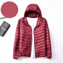 Бордовое мужское пуховое пальто, зимний теплый пуховик, мужское пальто, легкая куртка с капюшоном, парка, большие размеры