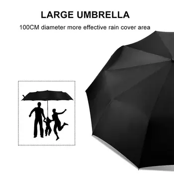 

Strong 8 Bones Folding Umbrella Automatic Umbrella Rain Umbrellas Rainy Day UV Shading Double Layer Waterproof Black Coating