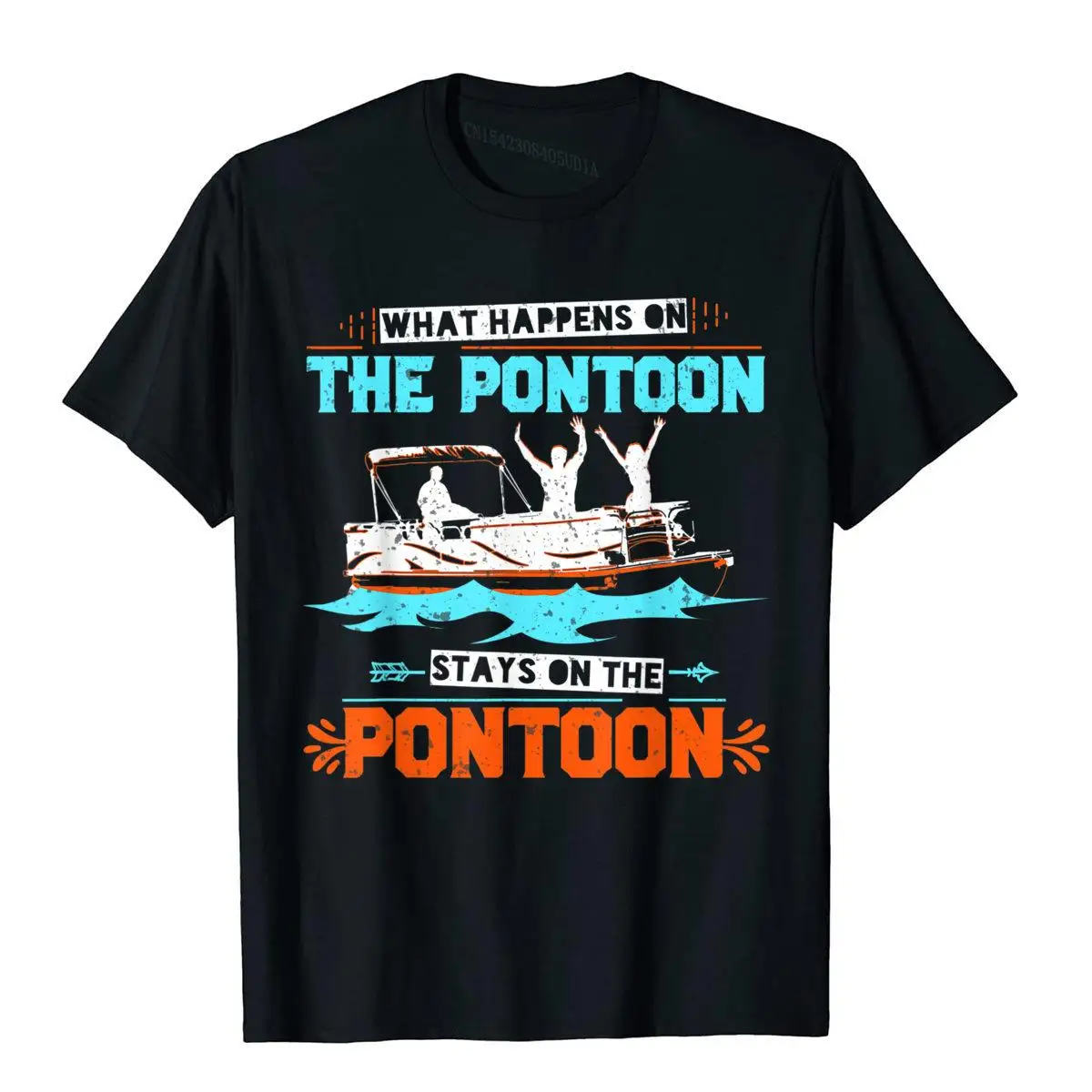 What Happens On The Pontoon Stays On T Shirt Boating Captain__B5400black