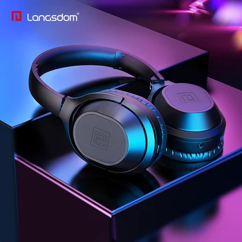 

Langsdom Active Noise Cancelling Earphones Bluetooth Headphones with Mic Wireless Earphone Over-Ear Stereo ANC for Cell Phone/PC