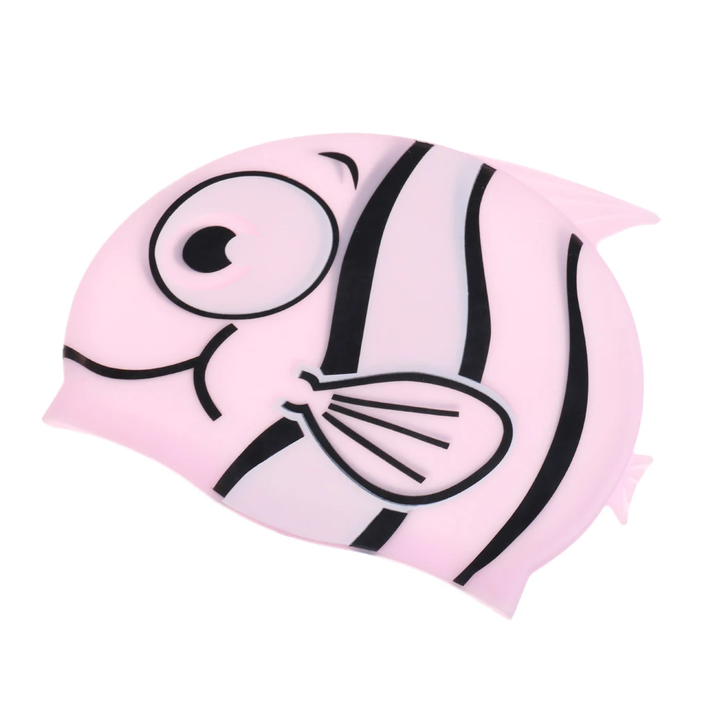 Детская силиконовая шапочка для купания с мультяшными животными и рыбами, шапочка для плавания для водных видов спорта - Цвет: Pink as described