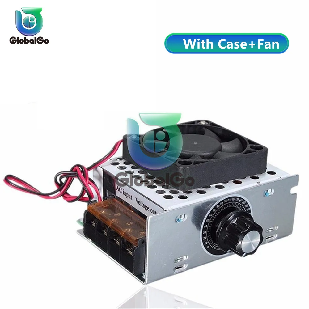 With Case Fan 4000 Вт AC 220 В SCR переключатель регулятора скорости двигателя регулятор напряжения регулятор температуры для электрической печи водонагреватель светодиодный светильник - Цвет: With Case Fan