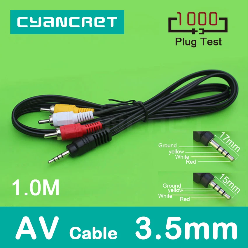 Кабель AV 3,5 мм Джек 3 RCA аудио-видео кабель мужчинами для Android ТВ коробка Динамик телевидение проектора VCD DVD MP4 плеер