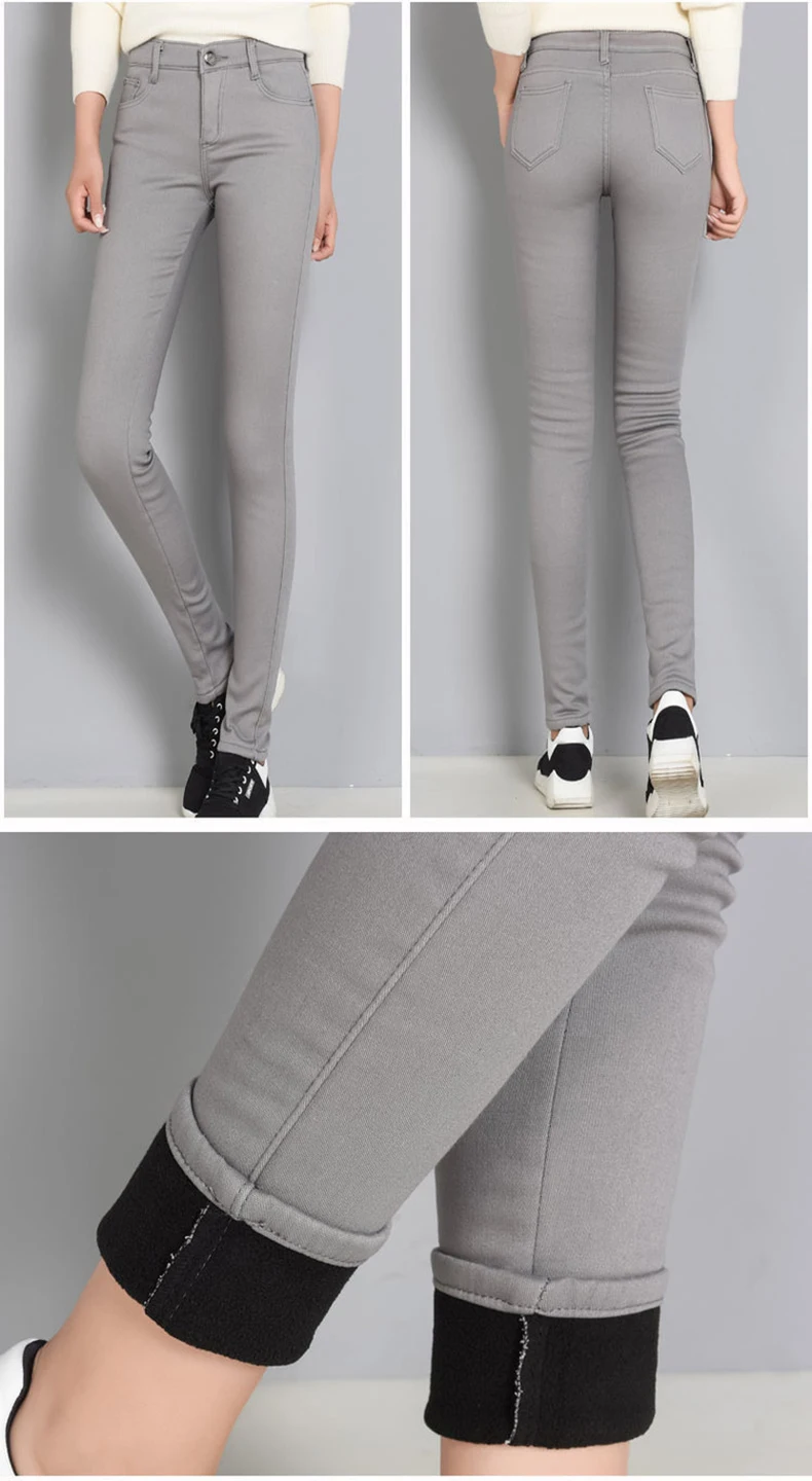 Женские джинсы с высокой талией, узкие брюки, плюс размер, утепленные, эластичные удобные брюки, женские зимние узкие брюки ярких цветов
