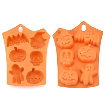 

Halloween 6Holes Pumpkin Bat Shape Cake Mold DIY Chocolate Cookies Silicone Mould High Quality Kitchen Baking Tools