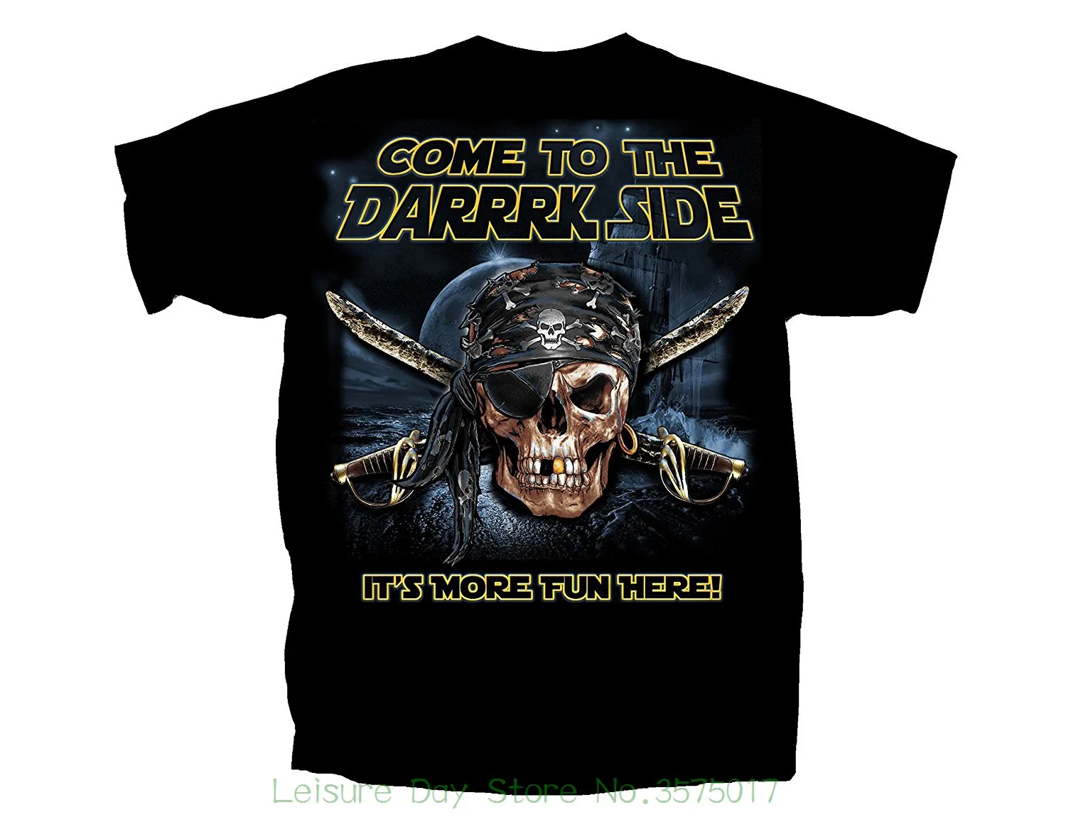 New Fashion For Men Short Sleeve Pirate Come To The Darkside T-shirt Black Adult Unisex 100% Cotton |