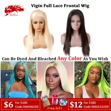 Ali queen волосы девственные бразильские прямые полный парик шнурка 150% плотность натуральный цвет& блонд 613 цвет прямые волосы человеческие волосы парики