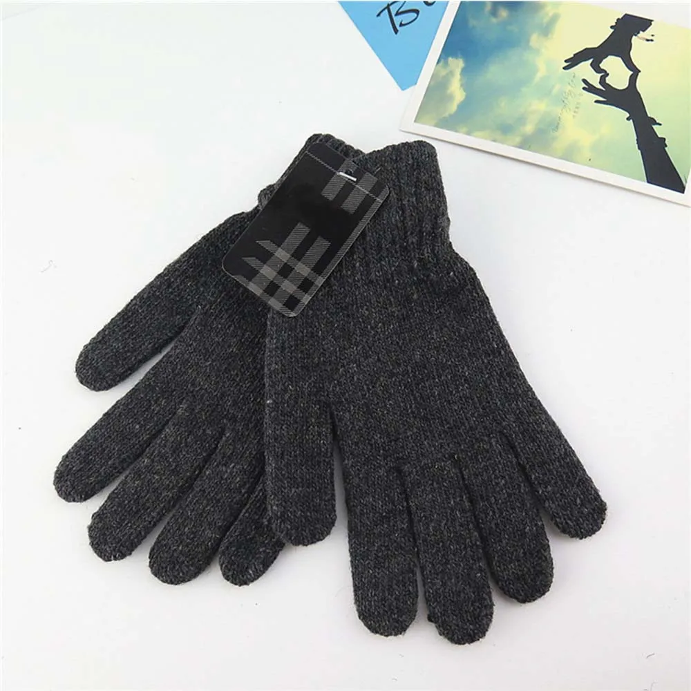dark gray 1 шт мужские перчатки осень и зима теплые вязаные шерстяные одноцветные перчатки с пятью пальцами для женщин женские аксессуары - Цвет: dark gray