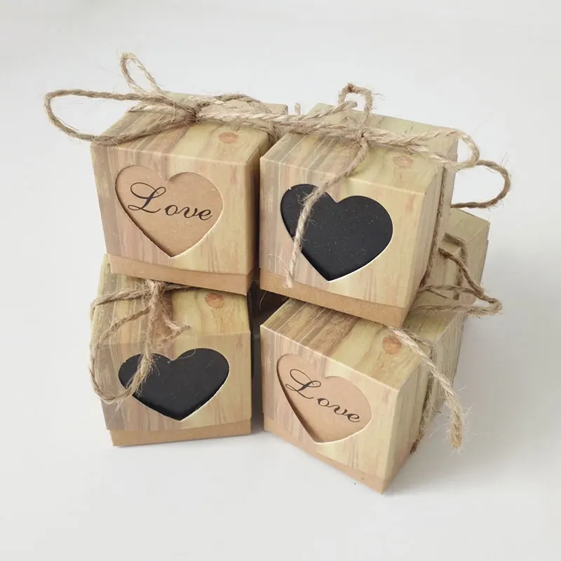 

50/100 шт крафт-бумага коробка для конфет любовь подарочные пакеты вечерние товары для украшения для свадьбы и дня рождения коробки сладости дерево зерна в форме сердца