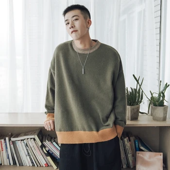 

Knitting Sweaters Men's Warm Fashion Contrast Casual O-Neck Knit Pullover Men Sweater Streetwear Male Sweter Clothes M-XL