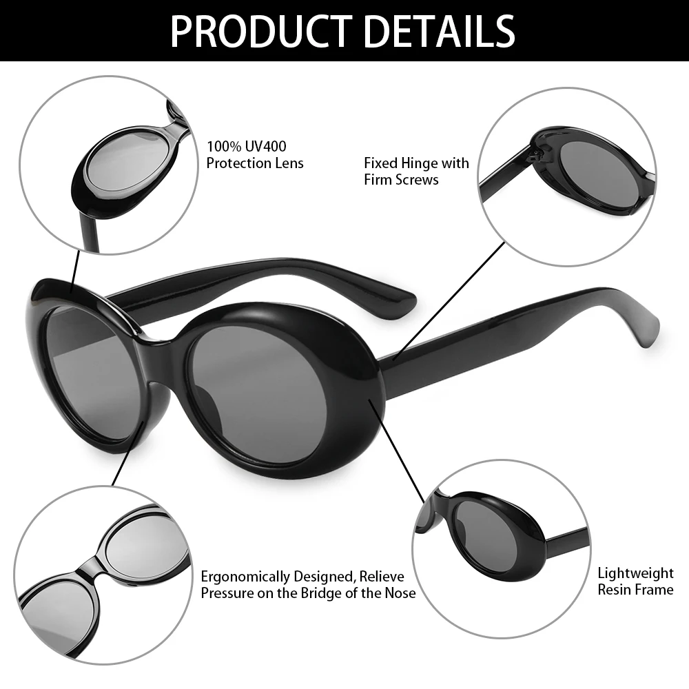 Unisex UV400 Protection Anti-Reflective Oval Round Glasses Trendy Clout Goggle Kurt Cobain Sunglasses Funny Cool Style Eyewear designer sunglasses