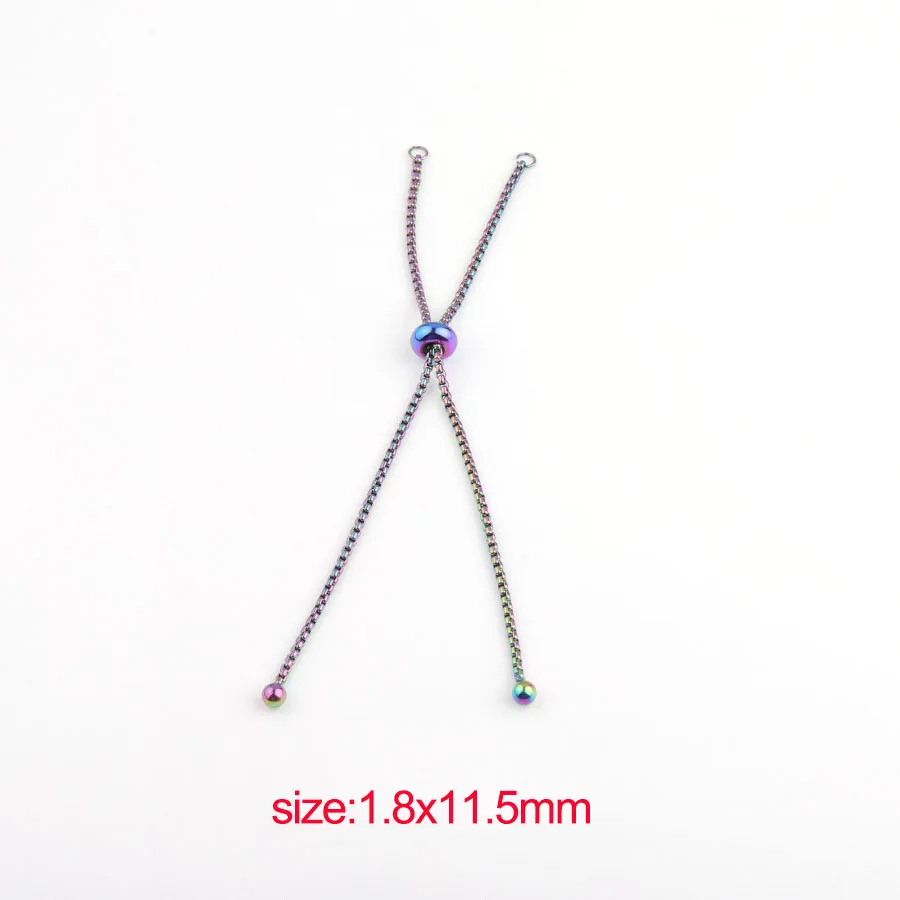 1.8x11.5mmrainbow Fnixtar 1,8 мм Регулируемая нержавеющая сталь коробка цепь слайдер/слайд удлинитель цепь для ювелирных изделий ожерелье браслет 11,5 см 12 шт./лот - Цвет: 1.8x11.5mmrainbow