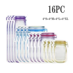 Reusable Mason Jar Design Ziplock Food Storage Bags for Snacks and Kitchen Organization (PURPLE)