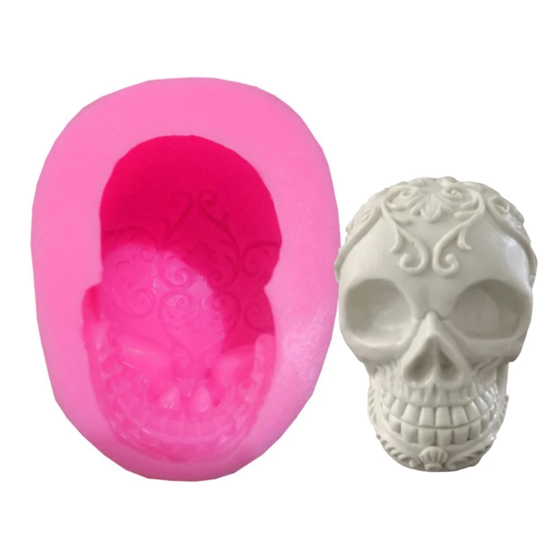 zgs78hh 3D Rose Flower Skull Silicone Mold Epoxy Resin DIY Decoration Making Soap Melt Resin Polymer Clay Home Decoration 