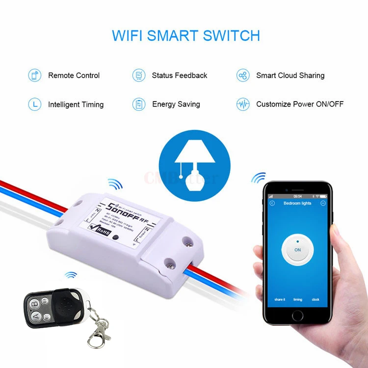 Sonoff RF WiFi беспроводной переключатель 433 мгц приемник Пульт дистанционного управления DIY интеллектуальное реле для домашней автоматизации модули таймер переменного тока 90-250 В