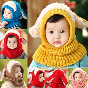 

Baby Winter Scarf Hat Cap Face Mask Knitted Warm Beanie Neck Warmer for Outdoor TT@88