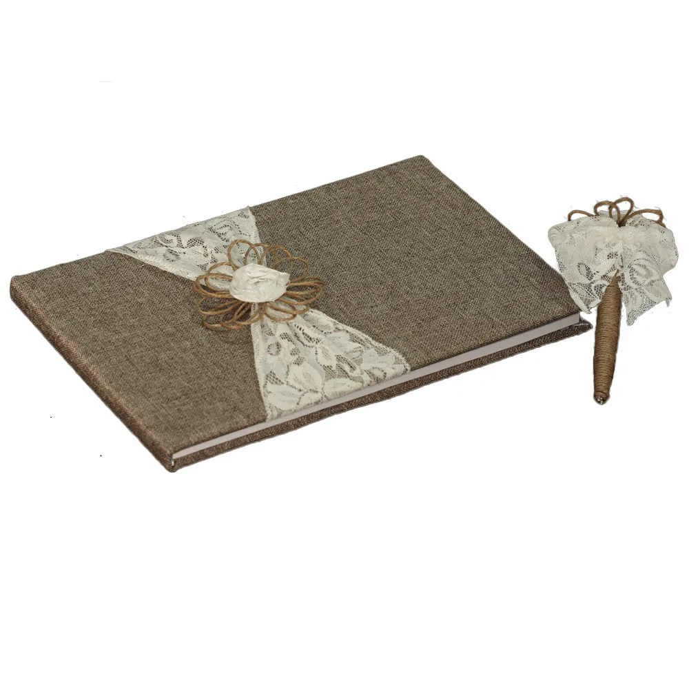 Льняная продуманная Гостевая книга пеньковая веревка ремесло ручка носить