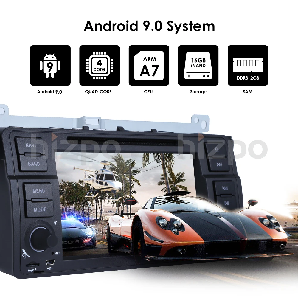 Perfect 1Din Android 9.0 2GRAM Car DVD Player For BMW E46 M3 With GPS DVR Bluetooth Radio Built-in DSP USB Steering Wheel Canbus TPMS 4G 5