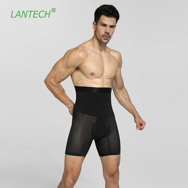 US $9.87 LANTECH Men Body Building Stomach Shapers Shorts High Waist Hips Push Up Slim Fit Compression Short