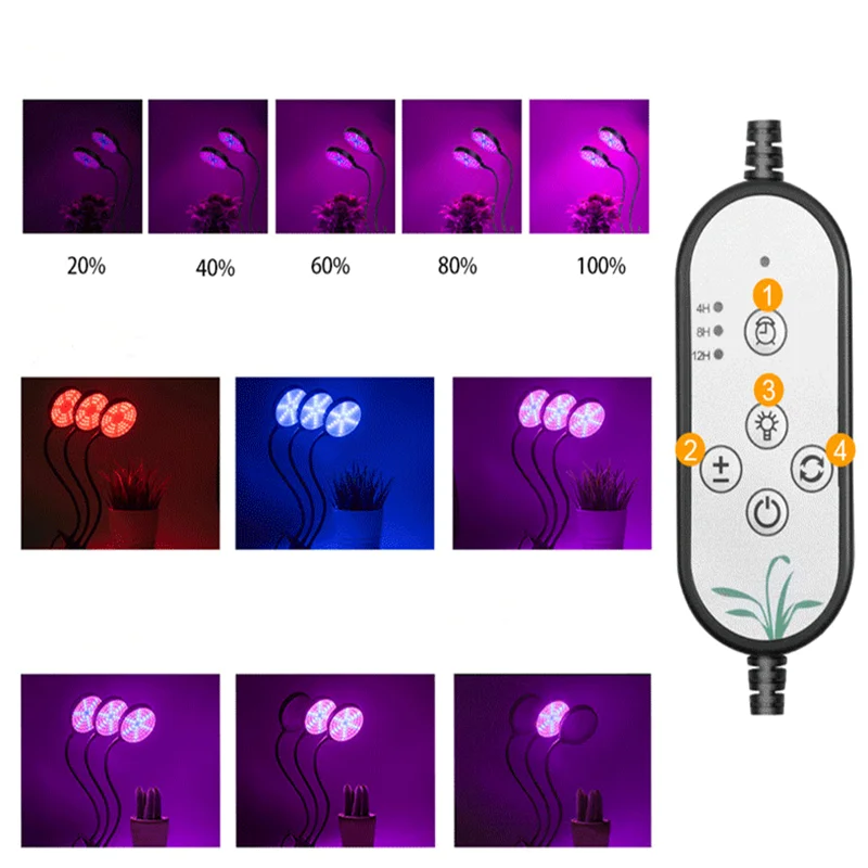 Светильник для выращивания растений, 5 В, USB, светодиодные лампы для растений, полный спектр, с контролем, для растений, саженцев, цветов, для помещений, коробка для выращивания растений