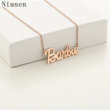 New Fashion Barbie Letter Necklace Personalized Cute Barbie Pendants Necklace Honey Jewelry For Women Baby Children's Gifts