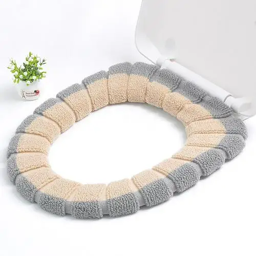 Gray Beige Зимнее удобное мягкое сиденье для унитаза с подогревом моющаяся грелка сиденье для унитаза, коврик аксессуары для ванной комнаты коврик для унитаза для домашнего декора - Цвет: Gray Beige