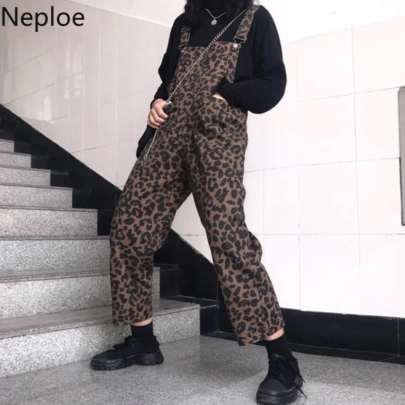 Neploe/Винтажный женский леопардовый комбинезон в стиле хип-хоп Harajuku, подтяжки в стиле ретро, сексуальная одежда для девочек Harajuku, стиль сафари, 53676