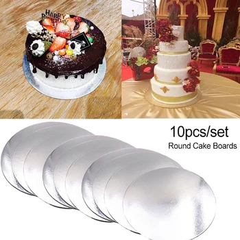 

10PCS 8/10Inch Round Cake Boards Non-Stick Mousse Paper Circle Base Cardboard Paper Mousse Cupcake for Cake Tray Pad