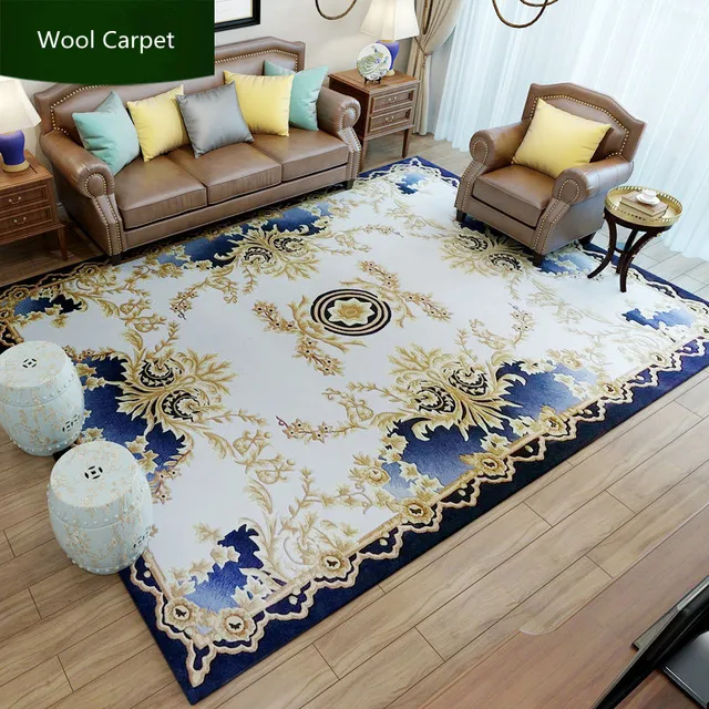 European Palace Wool Carpets For Living Room Luxurious Rugs For Bedroom Vintage Thick Study Floor Mat Sofa Coffee Table Area Rug 1