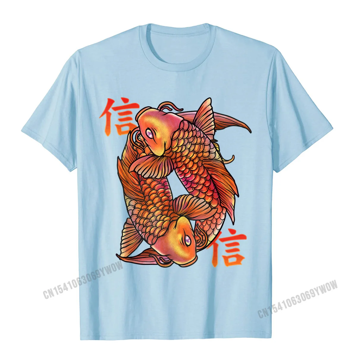 Casual Tshirts Prevailing Short Sleeve Group Cotton Crewneck Men Tops Tees Europe Tops Shirts NEW YEAR DAY Free Shipping Believe Koi Japanese Nishikigoi Fish Butterfly Carp T-Shirt__701 light
