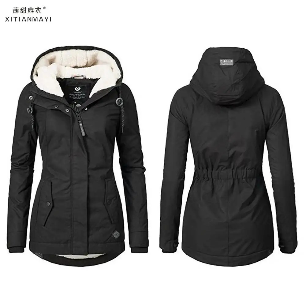 

Women Winter Casual Parkas Coats Fashion Mid Long Wadded Coat Hooded Thick Cotton Warm Female Jacket Outwear Plus Size D20