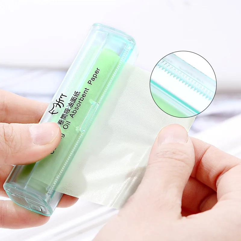 

1Roller Green Blue Pink White Facial Oil Blotting Sheets Absorbing Oil Control Film Blotting Paper Cleaning Makeup Tool TSLM2