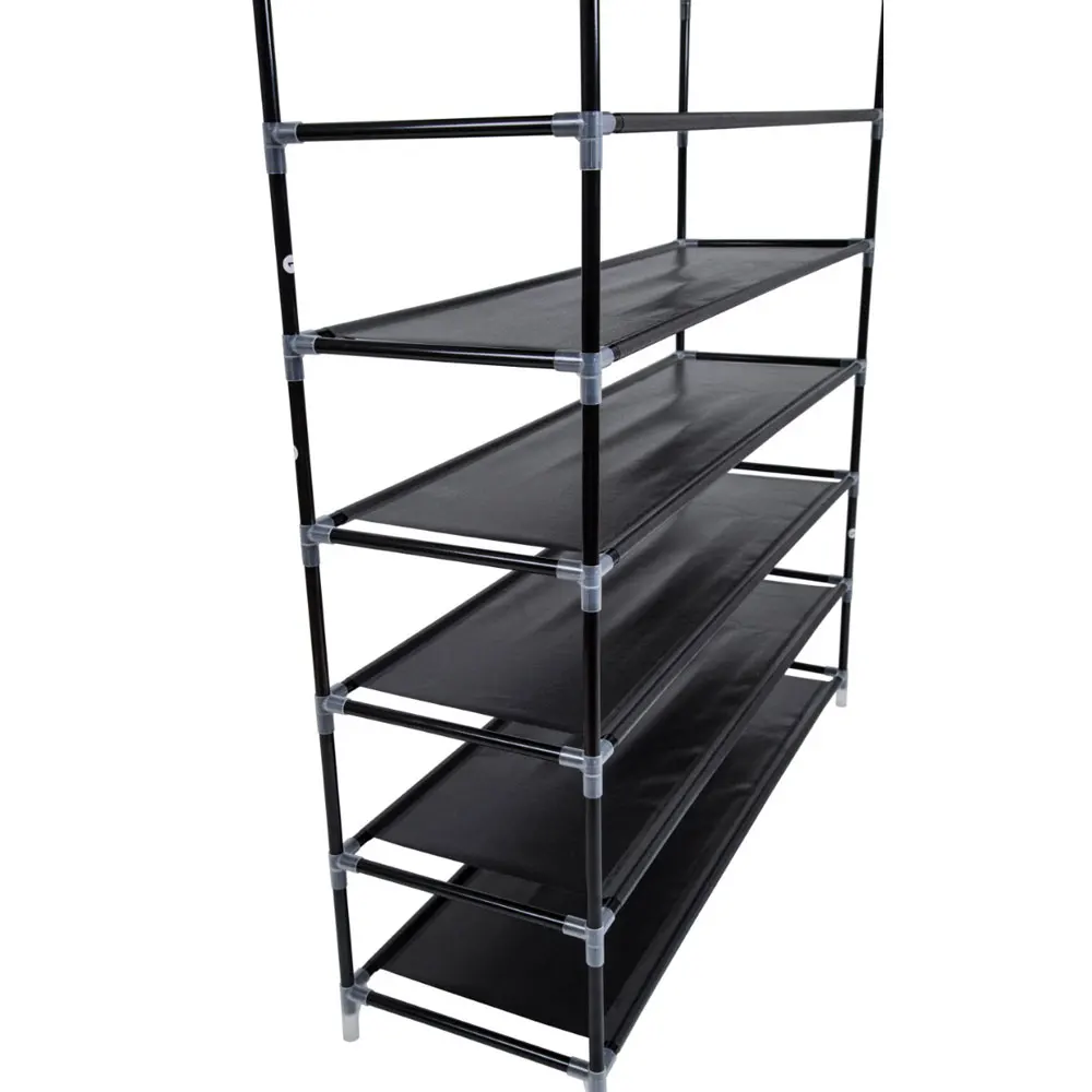 

2020 Simple Assembly 10 Tiers Non-woven Fabric Shoe Rack with Handle Black Storage Boxes Shoe Storage Dustproof Home Storage