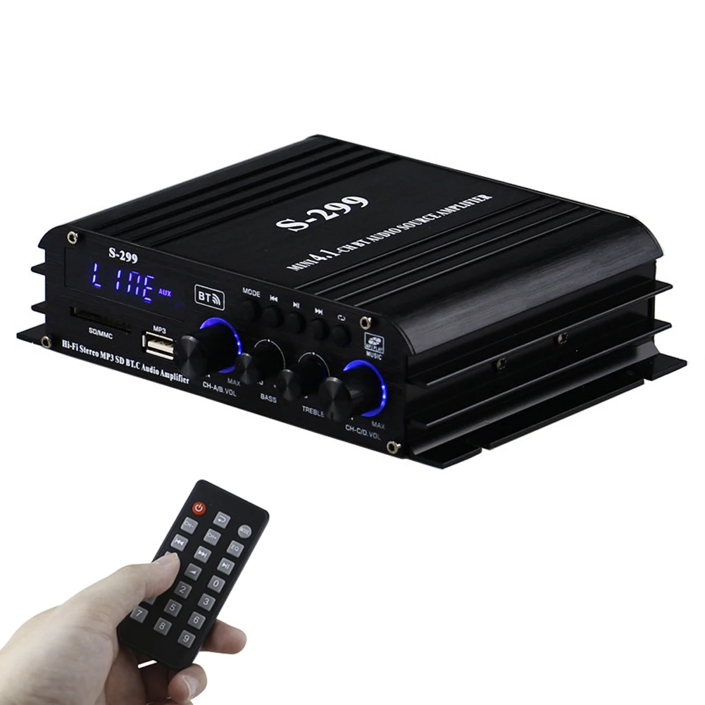 docooler S-299 Mini 4.1 Audio Stereo Power Amplifier BT Portable Car and Home Dual-use 4*40W Remote Control Audio Amplifier - ANKUX Tech Co., Ltd