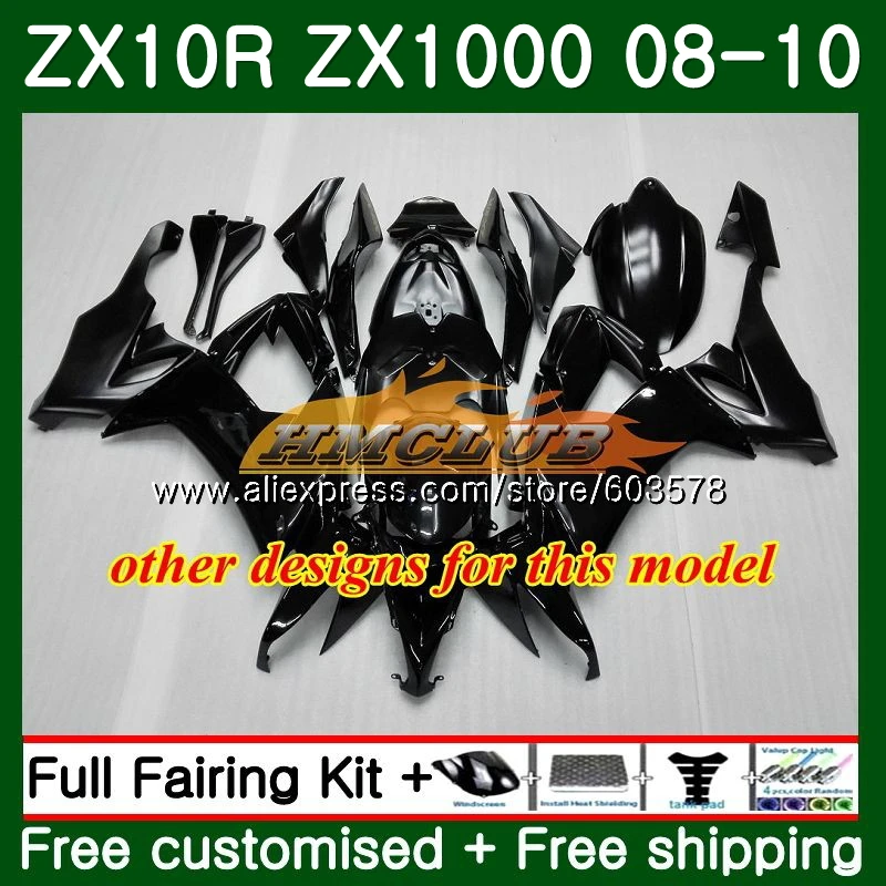 Корпус для KAWASAKI ZX1000C ZX-10R ZX10R 08 09 10 черный Пламя 118CL. 21 ZX 10R 1000CC ZX1000 ZX 10 R 2008 2009 2010 обтекатели