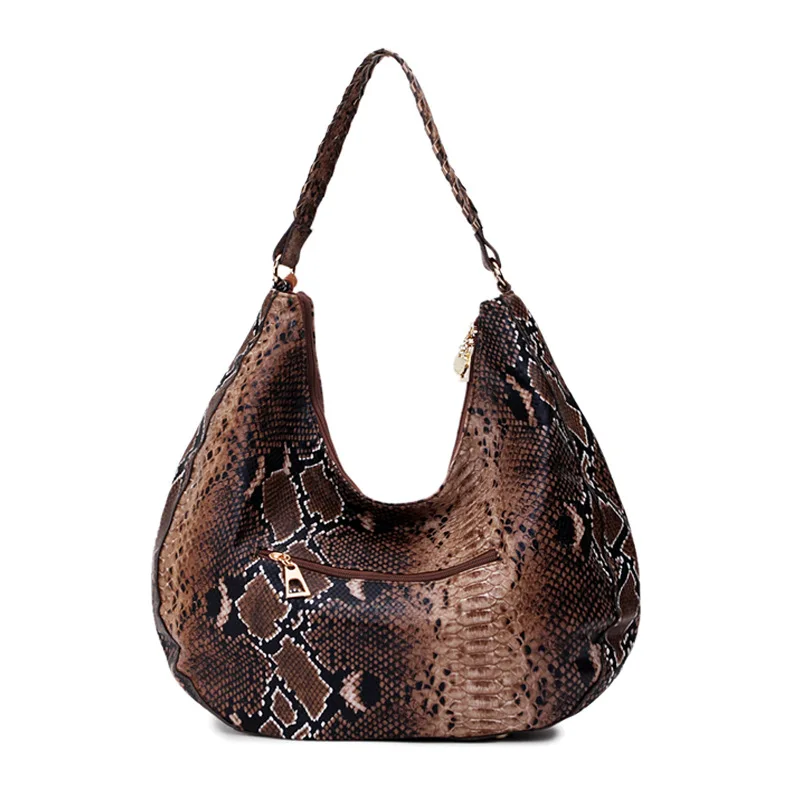 

Women Personalized Snake-print Large Casual Totes for Lady Trendy Embossed Snake-effect PU Cross-body Shoulder Bags FH244