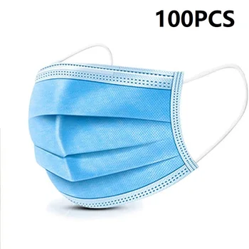 

100PCS High Quality Non Woven Disposable Face Mask Anti-Dust Face Masks Ear Loop Mouth Mask with 3 Layers