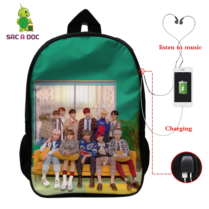 Mochila Kpop рюкзак для детей женский многофункциональный USB зарядка латоп рюкзак школьные сумки для подростков девочек мальчиков рюкзак для путешествий - Цвет: 13