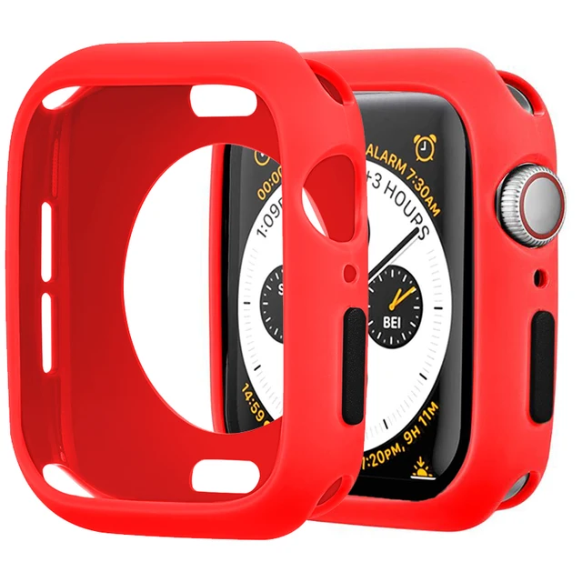 Candy Soft Silicone Case for Apple Watch 6 SE 5 4 3 2 1 42MM 38MM Cover Protection Shell for iWatch 4 5 6 3 2 40MM 44MM  Bumper red black