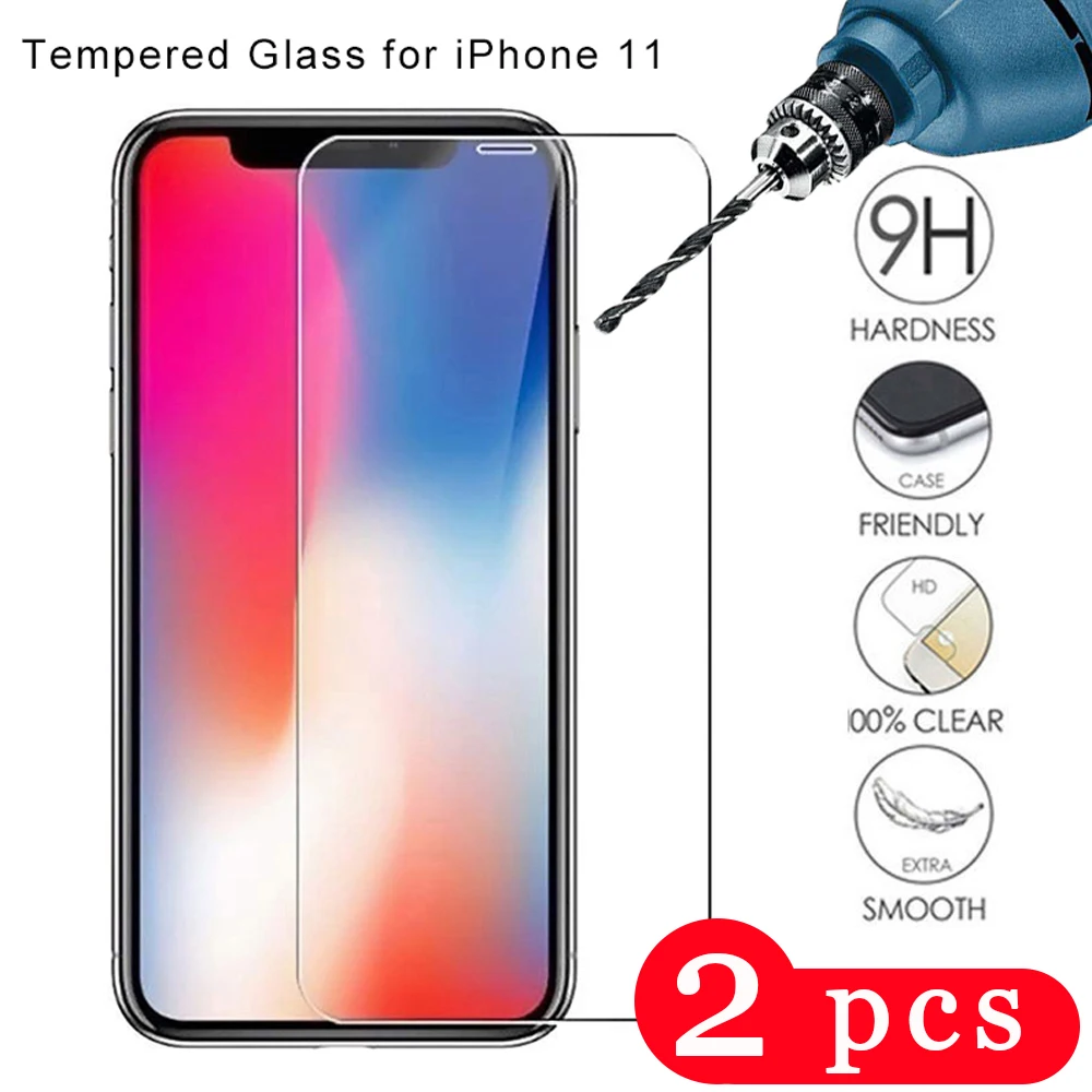 2 шт. 9H для iPhone 7 8 plus 11 pro max x xr xs Закаленное стекло Защитная пленка экрана телефона