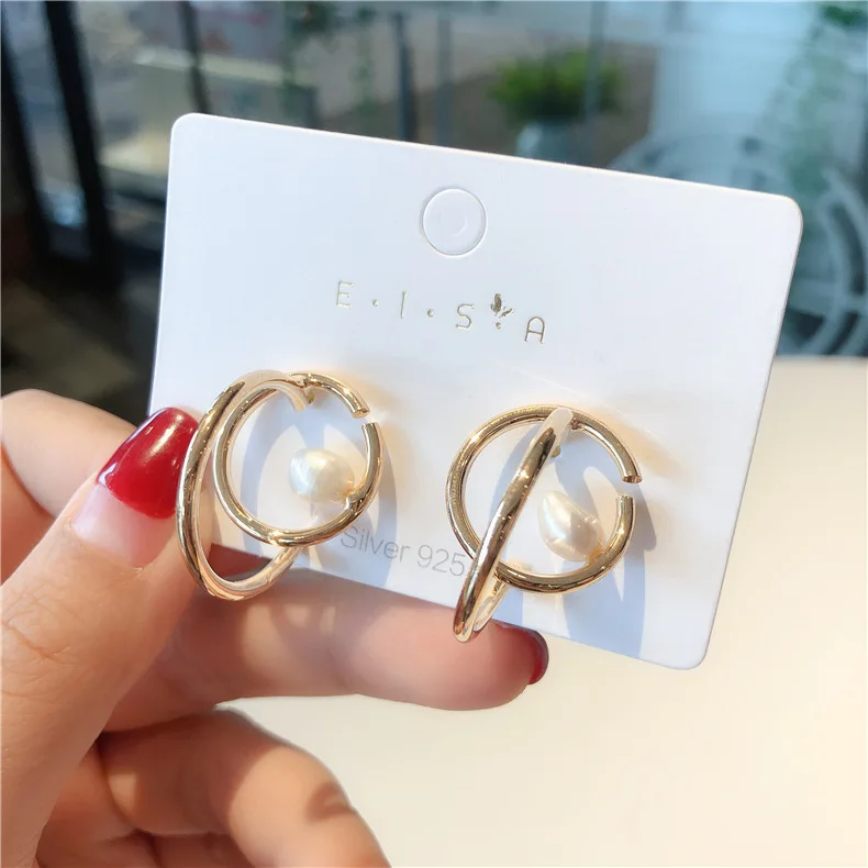 Корея дизайн серьги-кольца с крестиком для женщин Мода Bijoux имитация жемчуга буклы d oreille femme