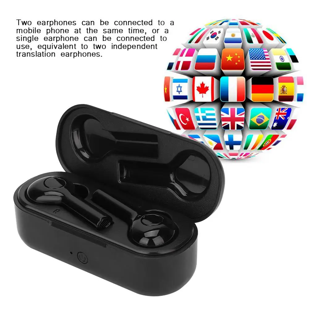 TWS, беспроводные Bluetooth 5,0, бинауральные наушники для перевода, 4D, стерео звук, 33 языка, перевод в реальном времени, зарядка, наушники