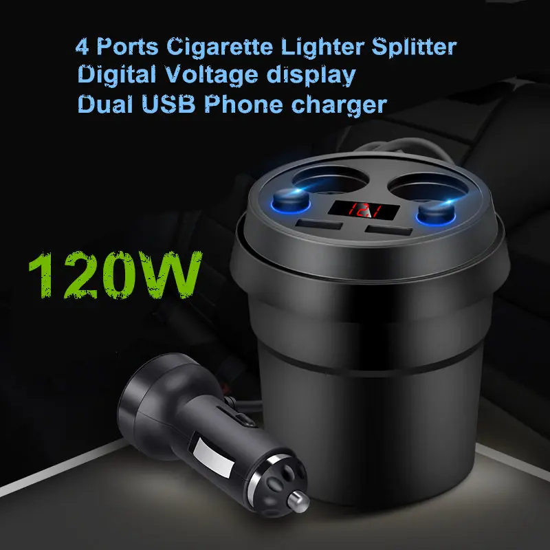 Кубок стиль автомобиля напряжение дисплей 3.1A 2 USB телефон зарядное устройство DC12-24V прикуривателя сплиттер для gps DVR зарядки Вакуумный Очиститель