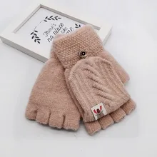1 пара, женские вязаные флисовые перчатки для девочек, Осень-зима, новые шерстяные перчатки, варежки, флокированные теплые вязанные перчатки-митенки, 5 цветов
