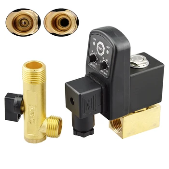 

AC 220V 1/2" Brass Electronic Drain Valve Split type Valve with Timer OPT and Two-way Two position for Air Compressor / Cooler