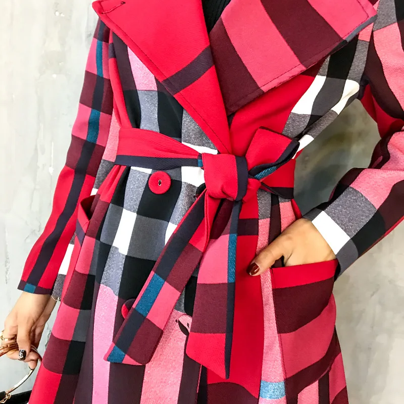 Y8780 New Style Women's Fold-down Collar Mid-length Simple Mixed Colors Retro GE Coat Elegant Overcoat Trench Coat